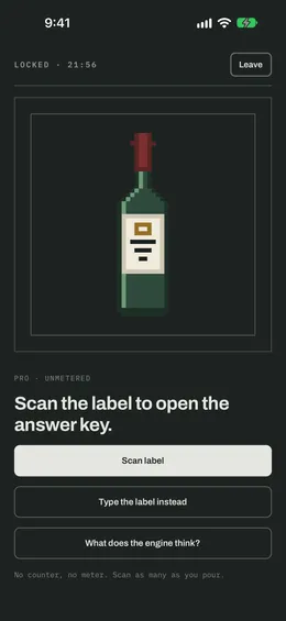 Blind Taste app: the call is locked; scan the label to open the answer key